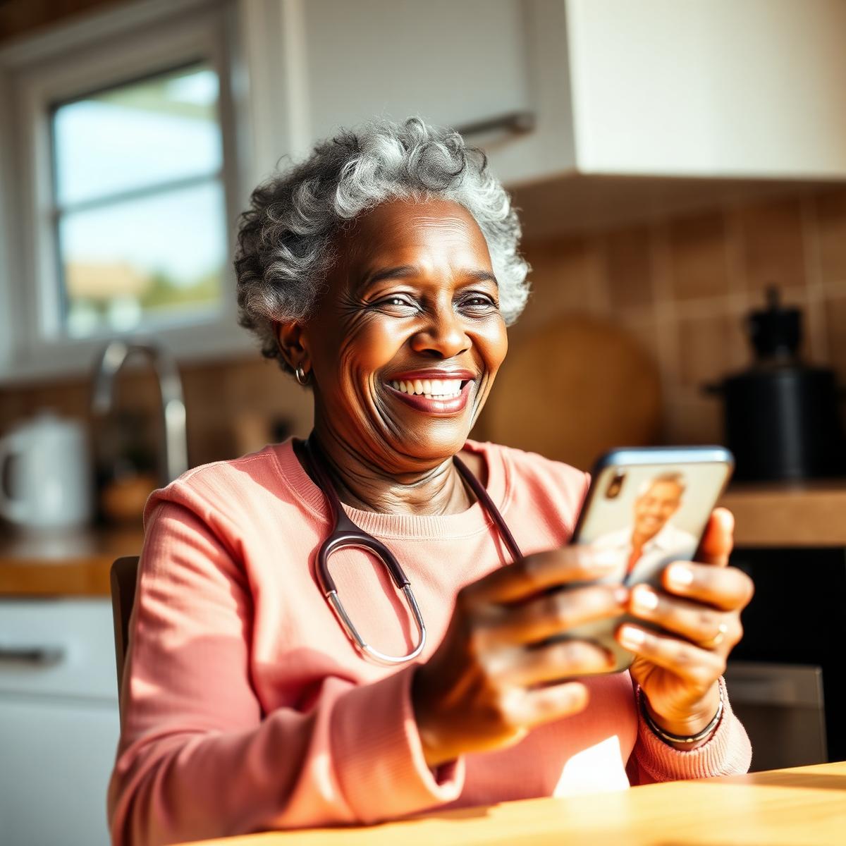 Older woman on a video call with her doctor